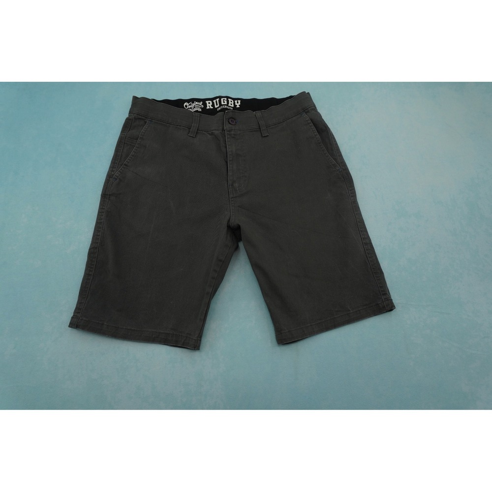 Rugby University Chino Shorts Mens 32 Charcoal Gray Cotton Blend Flat Front